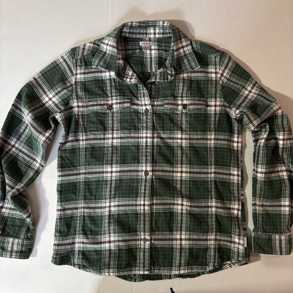 Carhartt Tops - Carhartt Shirt Womens Medium Green Black Plaid‎ Hamilton Flannel Workwear Casual